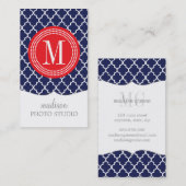 海軍パーソナライズなモロッコのタイルの格子 名刺 (正面/裏面)