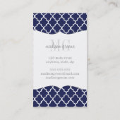 海軍パーソナライズなモロッコのタイルの格子 名刺 (裏面)