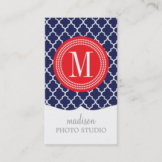 海軍パーソナライズなモロッコのタイルの格子 名刺 (正面)
