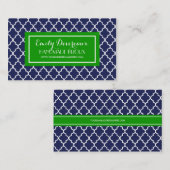 海軍パーソナライズなモロッコのタイルの格子 名刺 (正面/裏面)