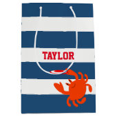 海軍パーソナライズな航海のなフリズビーのカニ ミディアムペーパーバッグ (正面)