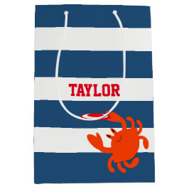 海軍パーソナライズな航海のなフリズビーのカニ ミディアムペーパーバッグ