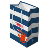 海軍パーソナライズな航海のなフリズビーのカニ ミディアムペーパーバッグ (裏面アングル)