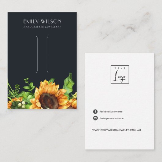 海軍ヒマワリ秋秋ヘアクリップ表示カード 名刺 (正面/裏面)