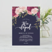 海軍ピンクの花模様のモダン私達は招待駆け落ちしました 招待状 (スタンド正面)