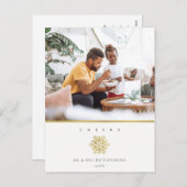 海軍フェイクな金ゴールドの雪片ライトは応援をひもでつなぎます シーズンポストカード (正面/裏面)