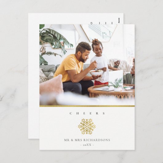 海軍フェイクな金ゴールドの雪片ライトは応援をひもでつなぎます シーズンポストカード (正面/裏面)