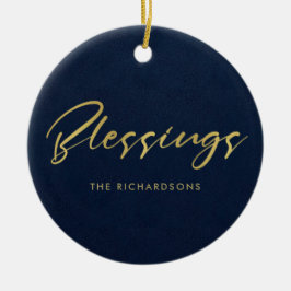 海軍フォーマル金ゴールド書ミニマル恵み セラミックオーナメント
