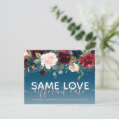 海軍フローラその他の日付の結婚タイポグラフィ写真 案内ポストカード (スタンド正面)