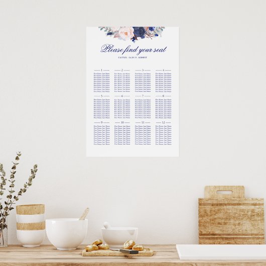 海軍フローラと赤面結婚の座席表 ポスター (キッチン)