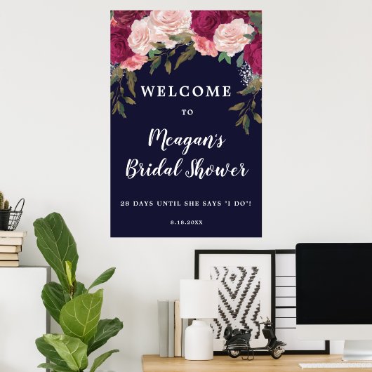 海軍フローラブライダルシャワー歓迎サイン ポスター (ホームオフィス)