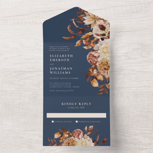 海軍フローラ結婚の全てを一つの招待状 オールインワン招待状 (内側)