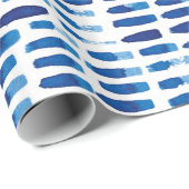 海軍ブラシの打撃の水彩画のダッシュパターン| ラッピングペーパー (ロールコーナー)