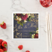 海軍ブルゴーニュ夫人金ゴールドタイポグラフィ結婚の スタンダードカクテルナプキン (インサイチュ)