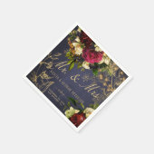 海軍ブルゴーニュ夫人金ゴールドタイポグラフィ結婚の スタンダードカクテルナプキン (角)