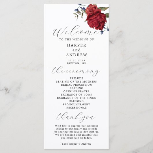 海軍ブルゴーニュ結婚フローラ式プログラム プログラム (正面)