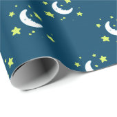 海軍プリントの包装紙の月及び星の黄色 ラッピングペーパー (ロールコーナー)