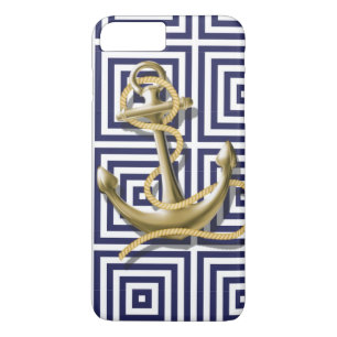 海軍プレッピーなパターン航海のないかり iPhone 8 PLUS/7 PLUSケース