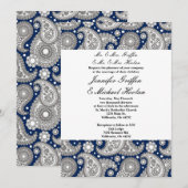 海軍ペイズリーの結婚式招待状 招待状 (正面/裏面)