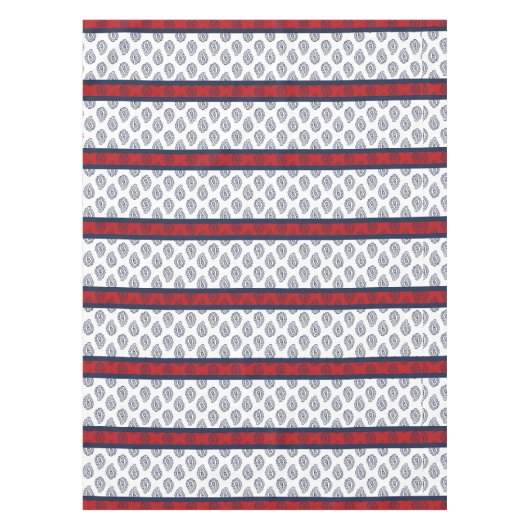 海軍ペイズリーー愛国的なストライプテーブルクロス テーブルクロス (正面)