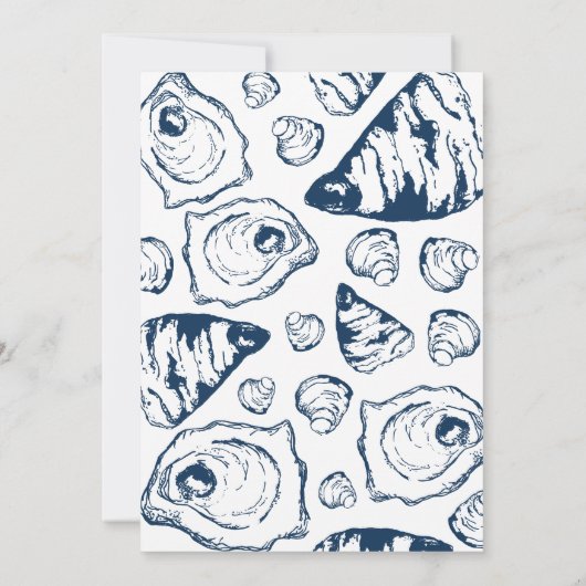 海軍ボーダーを持つカキの招待状V1 招待状 (裏面)