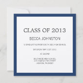 海軍ボーダーデザインの卒業の招待状 招待状 (正面)