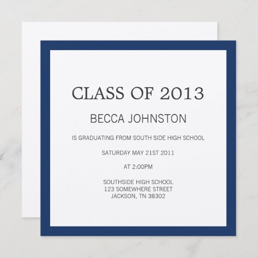 海軍ボーダーデザインの卒業の招待状 招待状 (正面/裏面)