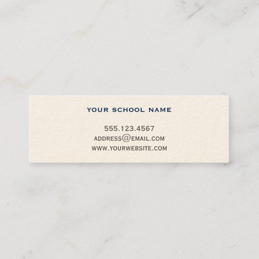 海軍ボーダーベージュ色の卒業の発表の名刺 コーリングカード (裏面)