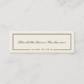 海軍ボーダーベージュ色の卒業の発表の名刺 コーリングカード (正面)