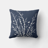 海軍ミニマル蝶と枝モダン クッション (裏面)