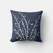 海軍ミニマル蝶と枝モダン クッション (正面)