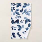 海軍モダンおよび白色水彩植物学 バスタオルセット (ハンドタオル)