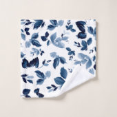 海軍モダンおよび白色水彩植物学 バスタオルセット (ウォッシュタオル)