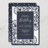 海軍モダンで幾何学的な誕生日の招待状 招待状 (正面/裏面)