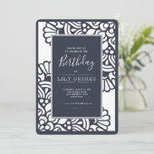 海軍モダンで幾何学的な誕生日の招待状 招待状 (スタンド正面)