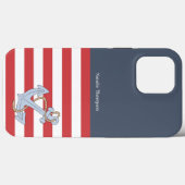 海軍モダンとモノグラムのいかりのストライプ Case-Mate iPhoneケース (裏面 (横))