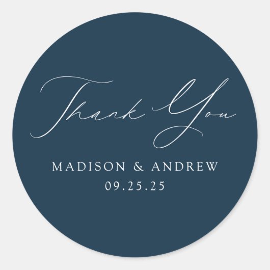 海軍モダンエレガント結婚に感謝 ラウンドシール (正面)