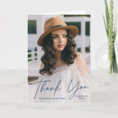 海軍モダン卒業生脚本写真卒業 サンキューカード (正面)