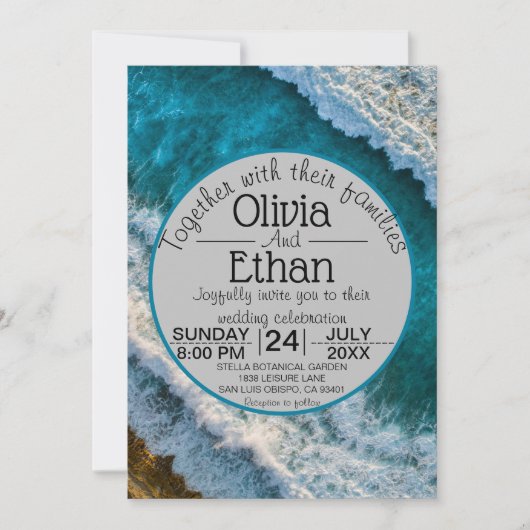 海軍モダン波航海の結婚式招待状 招待状 (正面)