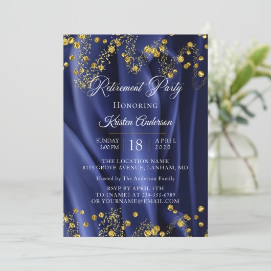 海軍モダン金ゴールド退職パーティの招待状 招待状 (スタンド正面)