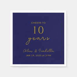 海軍モダン金ゴールド10周年結婚パーティー スタンダードカクテルナプキン