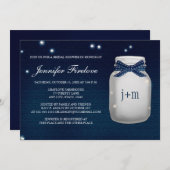 海軍モノグラムのなホタルのメーソンジャーのブライダルシャワー 招待状 (正面/裏面)