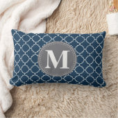 海軍モノグラムののモロッコ格子/グレー ランバークッション (ブランケット)