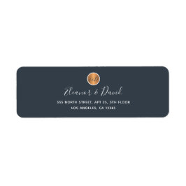 海軍モノグラムのエレガント金ゴールド優雅な結婚式 ラベル