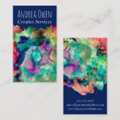 海軍上のカラフルな水彩画のペンキの（ばちゃばちゃ）跳ねる 名刺 (正面/裏面)