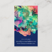 海軍上のカラフルな水彩画のペンキの（ばちゃばちゃ）跳ねる 名刺 (裏面)