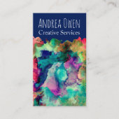 海軍上のカラフルな水彩画のペンキの(ばちゃばちゃ)跳ねる 名刺 (正面)