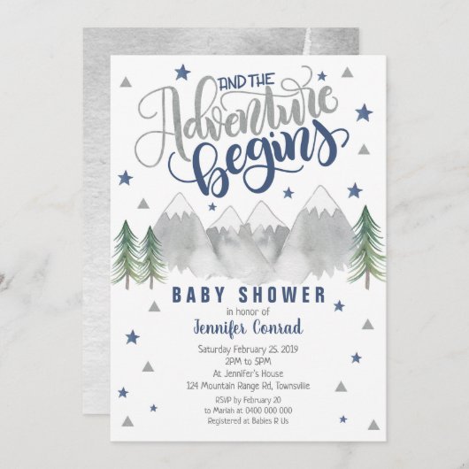 海軍冒険のベビーシャワーの招待状の男の子のベビー 招待状 (正面/裏面)