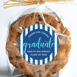 海軍卒業ターコイズグリッター紙吹雪スクリプト ラウンドシール