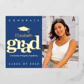 海軍卒業写真はっきりしたキャモダンップ実在金ゴールド 箔招待状 (正面)